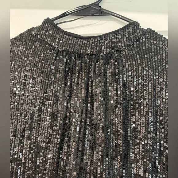 Black sparkly top large open back high neck - Picture 5 of 6